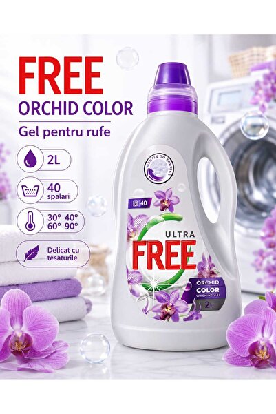 FREE Detergent lichid pentru rufe colorate Ultra Orchid Color, parfum de orhi...