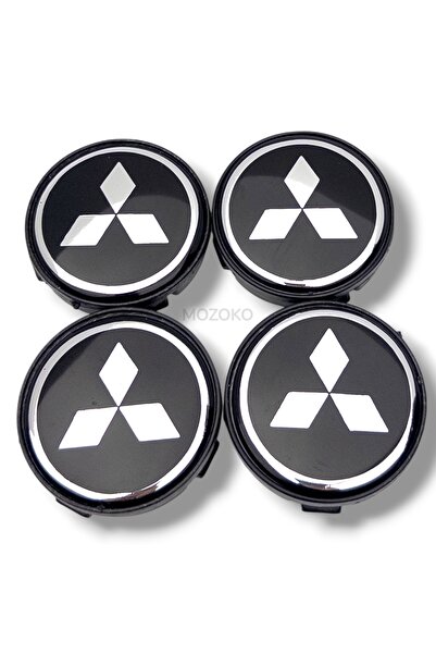 MOZOKO Mitsubishi Uyumlu 58/ 55 mm Siyah Gümüş Geçmeli Jant Göbeği Kapak Seti...
