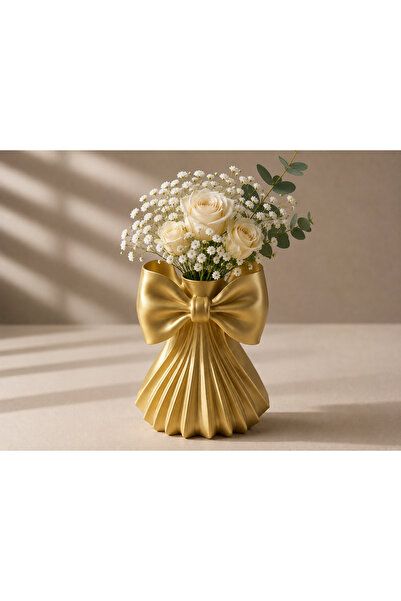 farist Decorative Vase with Bow Design |   Modern Flower Vase |   15X12X18 cm