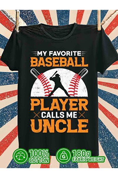 1001moda Favorite Baseball Uncle Funny Humor T-Shirt | 100% Black, Soft Comfo...