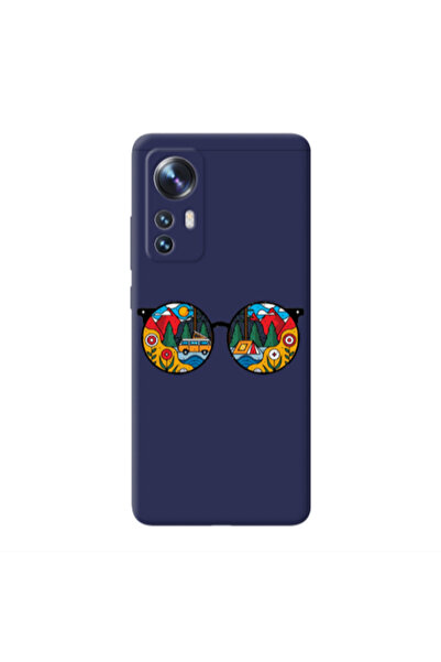 Other Xiaomi Mi 12 Pro Round Glasses Dark blue Colored Silicone TPU Θήκη