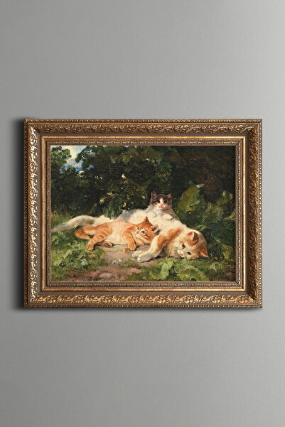 epiqart Cat with Kittens - Vintage Patterned Painting - Thick Model