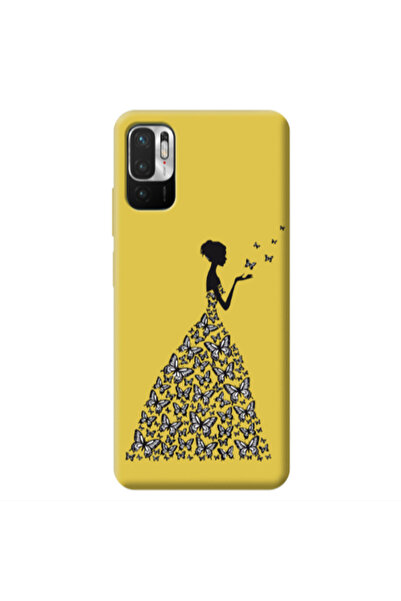 Other Xiaomi Redmi Note 10 Pro 5G Butterfly Girl Yellow Colored Silicone TPU ...