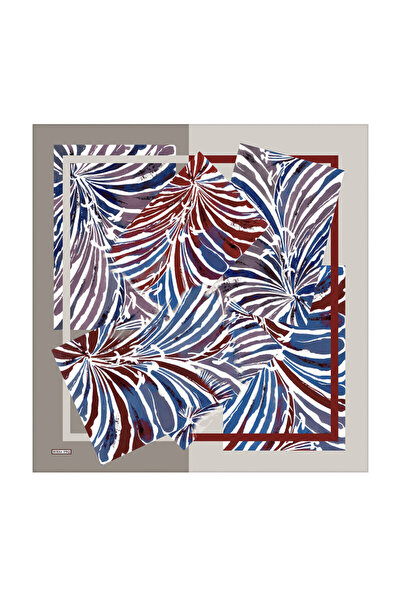 Bursa İpek Mink Tropical Pattern Twill Silk Scarf