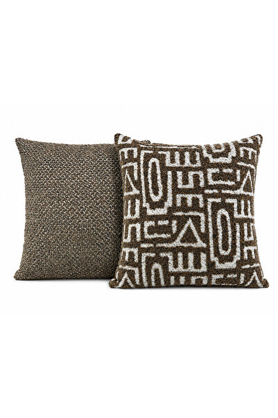 NURHAN HOME COLLECTION Sahara Duo Throw Pillow Cover Set - Patterned and Text...