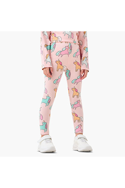Juniors Girls Leggings with Unicorn Print - Elastic Waist