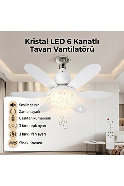 ÇEMİ Lodos Fan LED 30W Kumandalı Işıklı Vantilatör Tavana Monteli CT-1154