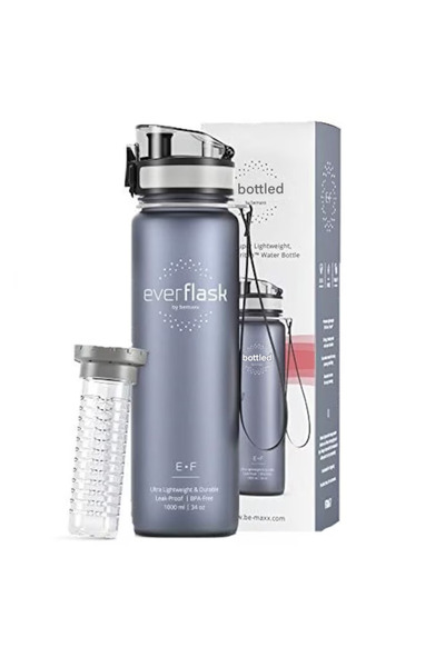 BeMaxx Sticlă de apă fitness premium cu infuzor de fructe, etanșă, Gri, 1000 ml