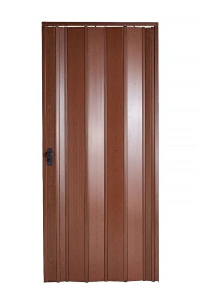 Sarpaş Dekor Sarpaş Akordiyon Kapı 122x199 Ceviz Camsız Kalın Kapı Katlanır Akordeon Pvc Anahtar Kilitli