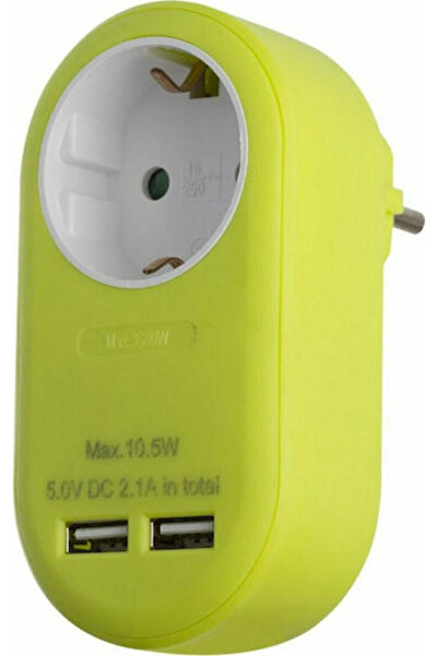 Entac EPAG-1EE-2USB-L Μονή πρίζα με 2 USB-A Πράσινο Κωδικός: 15.005.0222