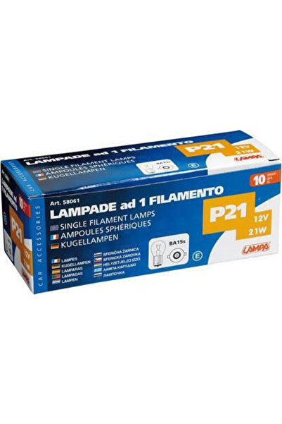 Lampa Λάμπες Αυτοκινήτου Μονού Νήματος P21W-BA15S-1156 12V 21W 10 τεμάχια 58061