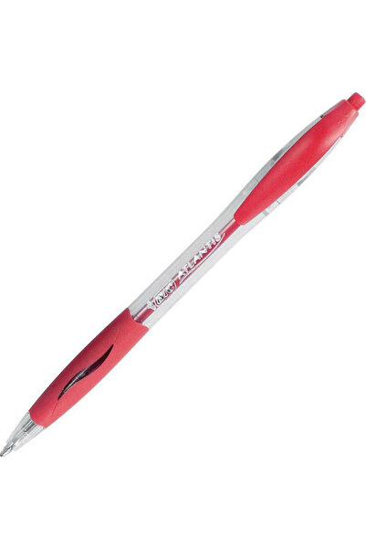 Bic Ατλαντίς Στυλό Διαρκείας Μεσαίου Μεγέθους 1mm Διαφανές με Κόκκινο Μελάνι ...