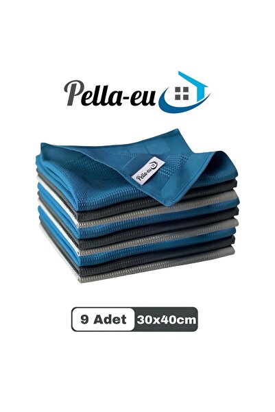 PELLA-EU Mikrofiber Cam Bezi Genel Temizlik Bezi Mutfak Banyo Yüzey 9 adet Ma...