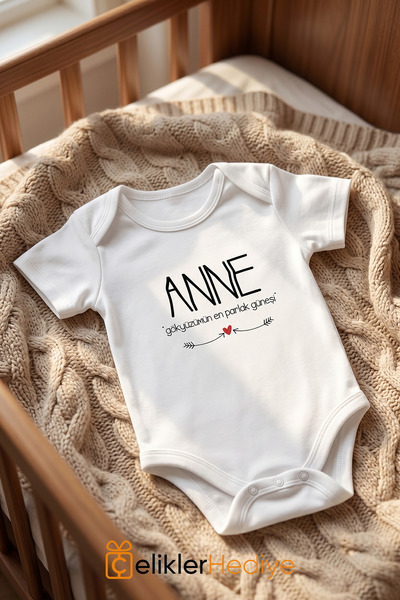 ÇELİKLER HEDİYE Mother, My Sky's Brightest Sun Printed Baby Bodysuit, 100% Co...