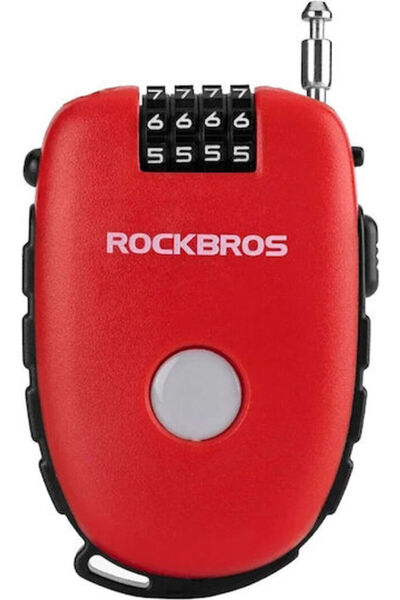 ROCKBROS Κόκκινη κλειδαριά καλωδίου ποδηλάτου με συνδυασμό