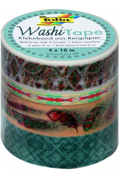 Folia Διακοσμητική Αυτοκόλλητη Ταινία Washi Μποέμ, 4 Τεμάχια Ταινία Washi, 4 ...