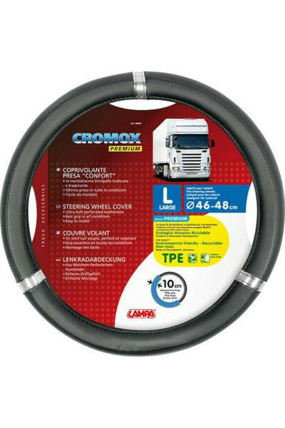 Lampa Κάλυμμα Τιμονιού Αυτοκινήτου Cromox με Διάμετρο 46-48εκ. Συνθετικό Μαύρο