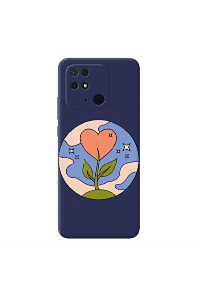 Other Xiaomi Redmi 10C Hearted Flower Dark blue Colored Silicone TPU Θήκη