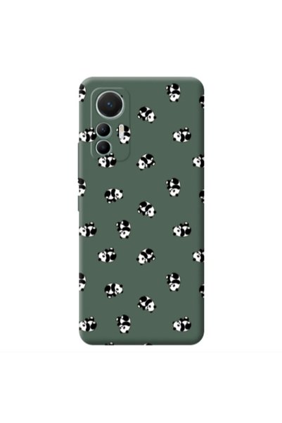 Other Xiaomi Mi 12 Lite Small Pandas Dark Green Colored Silicone TPU Θήκη