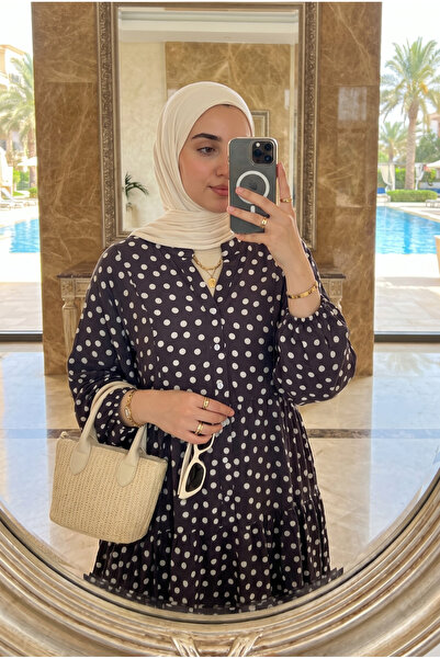 Kirazca Butik Women's Polka Dot Layered Hijab Dress (Unlined)