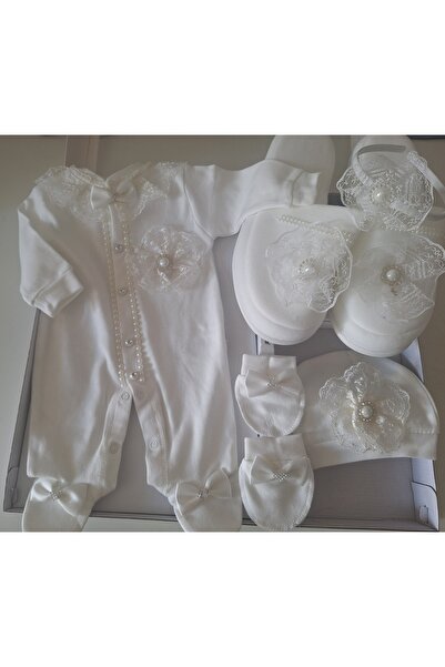 biyan collection Kız Bebek Hastane Çıkışı Lohusa Seti Terliği Tacı Terlik Taç...