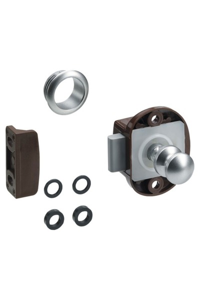 OEM Μίνι κλειδαριά επίπλων Hettich Push-Lock 47x35x20 mm, καφέ πλαστικό, push...