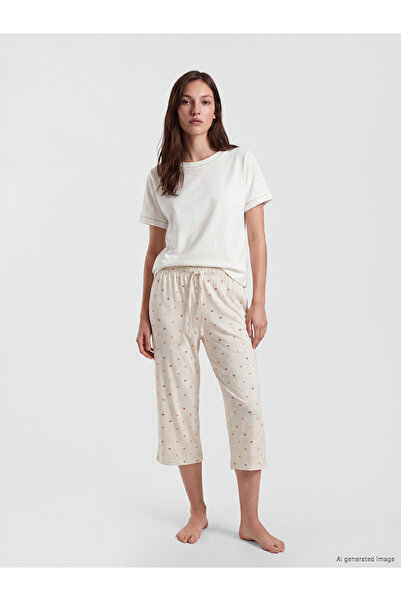 LC Waikiki Peak New Season Patterned Women's Capri Pajama Bottoms with Elasti...
