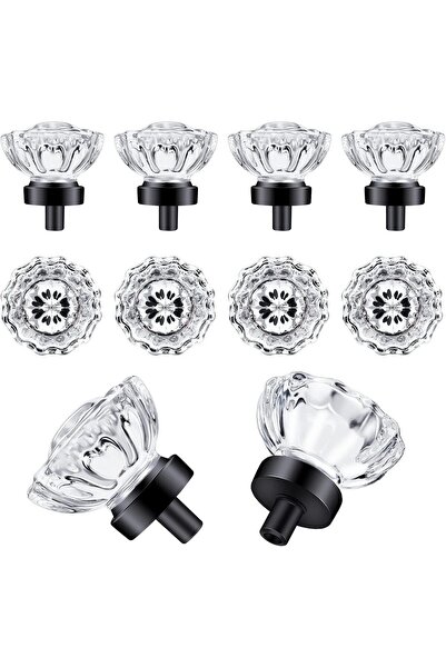 Arabest 8 PCS Cabinet Knob, Matte Black Glass Cabinet Knobs Vintage, Crystal ...