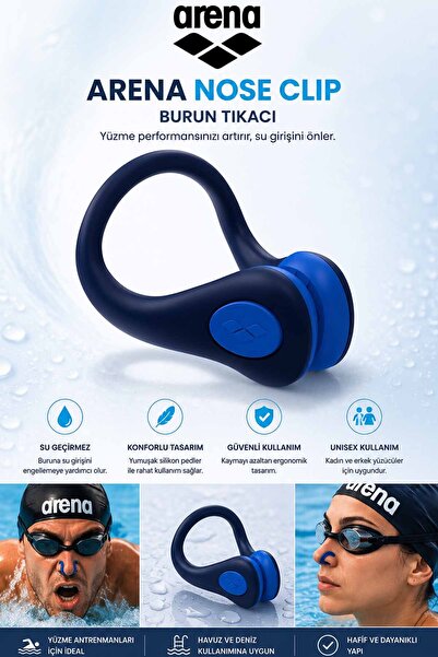 ARENA Nose Clip Unisex Mavi Burun Tıkacı – Profesyonel Yüzme Burun Klipsi – S...