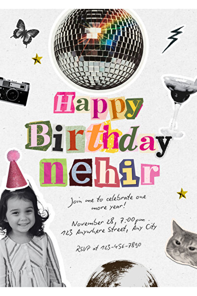 Minnymy (10 Adet) Doğum Günü Birthday Kişiye Özel Kart Bekarlığa Veda Kartı E...