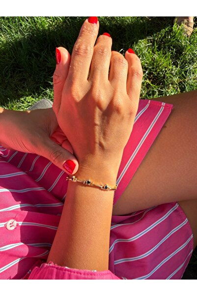 Tuysa Jewelry Siyah Yıldız Detaylı Çelik Bişeklik