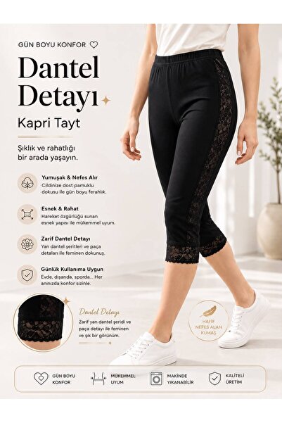 twenty ipek Women's Side Ruched Capri Leggings - 90% Cotton