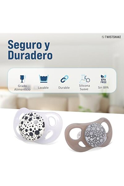 Yıldızan Msa Shop Silicone Pacifier Set of 2 Gray White 0-6 Months 931845