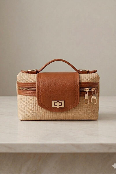 Gebiç Women's Bag with Straw Detail, Shoulder and Hand Bag