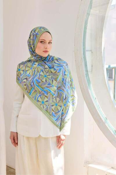 Silk Home Mayda Shawl Ist 81002 - 8 Soft Green Abstract Pattern