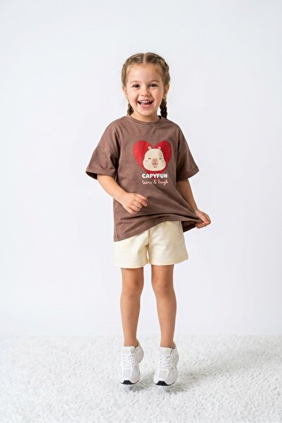 miviko Girl's Set Top and Bottom Set Stylish Coffee and Cream Color Matching ...