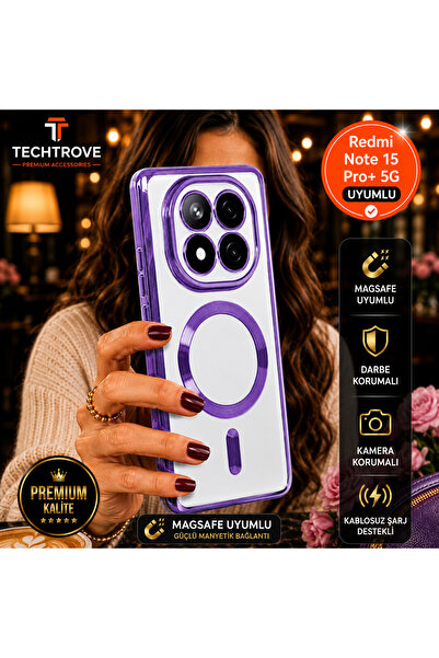 TechTrove Redmi Note 15 Pro Plus 5G Uyumlu Magsafe Şeffaf Darbe Korumalı Kame...