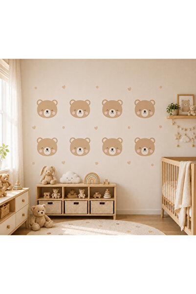 kargo poşetim Teddy Bear and Heart Pattern Wall Sticker |   Children's Room D...