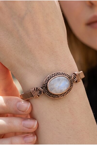 NBS Beautiful Naturel Stones Pink Quartz Copper Bracelet Adjustable Natural S...