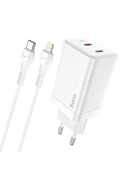 hoco. Hoco Φορτιστής GaN με 2 θύρες εξόδου USB-C και καλώδιο USB-C σε Lightni...