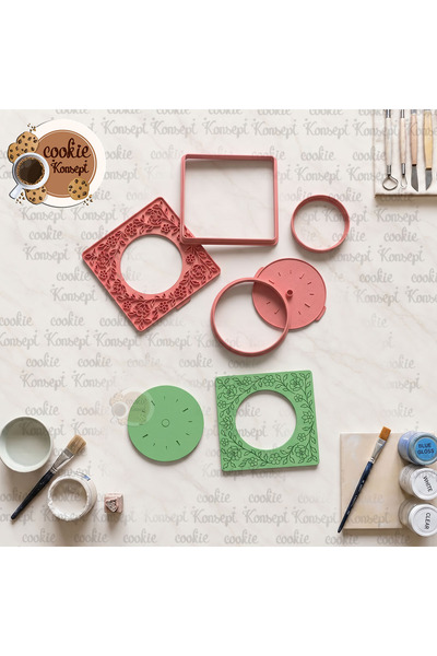 CookieKonsept Leaf Patterned Clock Ceramic Mold Stamp Frame 12cm |   Compatib...
