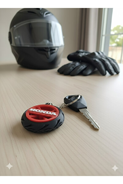 Ümraniye3d Honda Tire Wheel Detailed Motorcycle Keychain