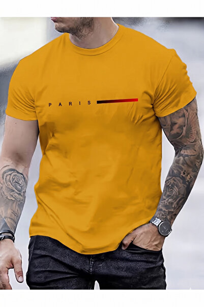 kenoger HARDAL SARI Unisex Oversize Fit Bisiklet Yaka Creative Yazı Baskılı T...