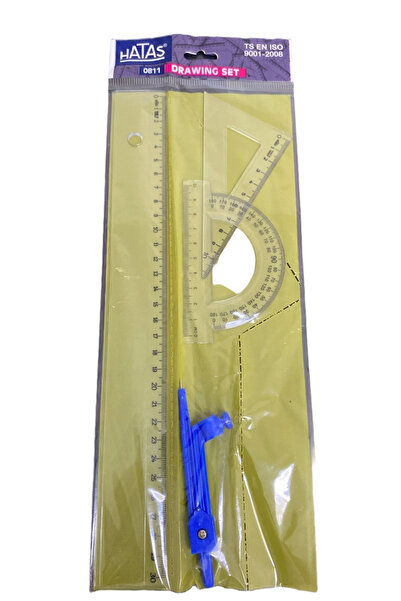HATAS 0811 Teknik Resim Çizim Seti 4 Parça Geometri Pergel Cetvel Gönye Seti ...