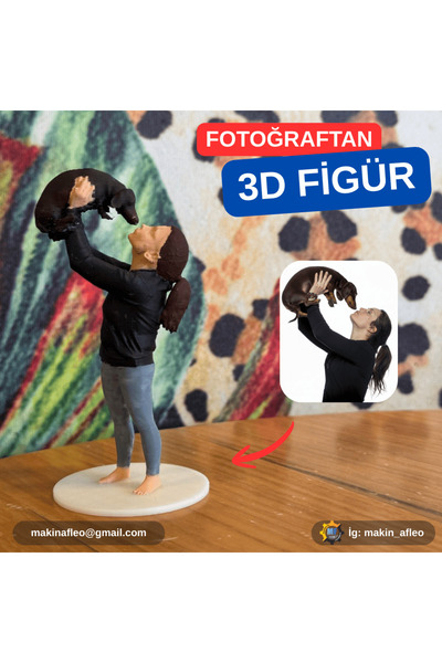 Kişiye Özel 3D Evcil Hayvan & İnsan Figürü (25cm)