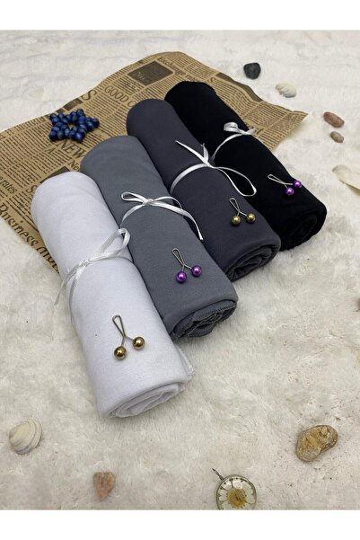 ALTIN DİKİŞ Combed Cotton Shawl Set of 4 Soft Textured Jersey Combed Cotton S...