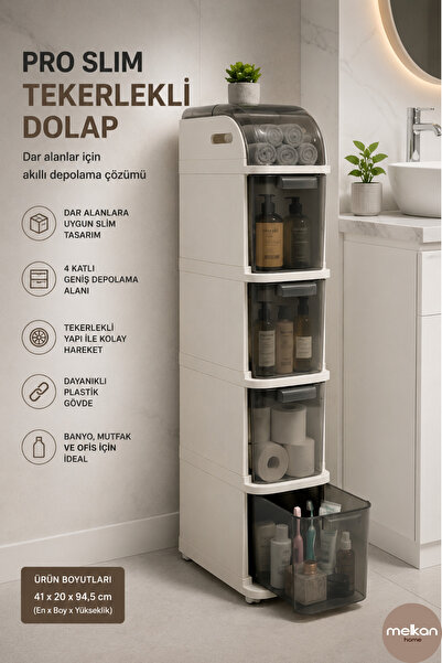 Melkan Home Pro Slim Tekerlekli Düzenleyici Dolap 5 Bölmeli – Çok Amaçlı Dar ...