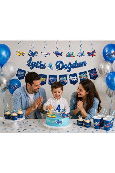 Bkmc Airplane Party Set 6 Pieces |   Happy Birthday Birthday Decorations |   ...