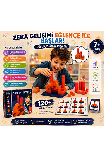 Genel Markalar Architecto Zeka Geliştirici Ahşap Görünümlü Yapı Blokları Oyun...
