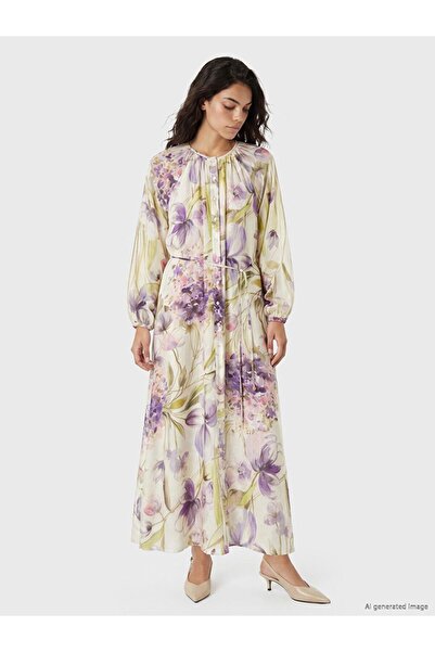 LC Waikiki Lcw Modest Lilac Crew Neck Floral Dress